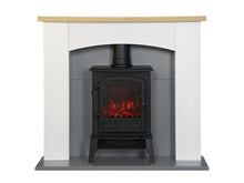 Load image into Gallery viewer, Adam Huxley in Pure White &amp; Grey with Ripon Electric Stove in Black, 39 Inch
