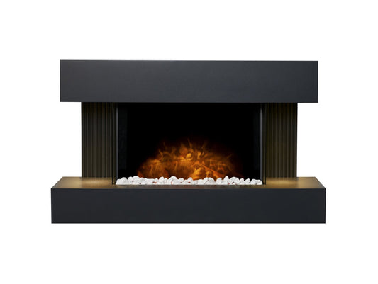 Adam Manola Wall Mounted Electric Fire Suite with Downlights & Remote Control in Charcoal Grey