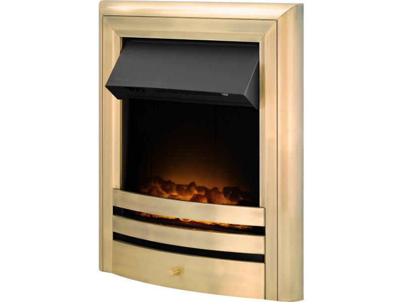 Acantha Vela Electric Fire in Antique Brass