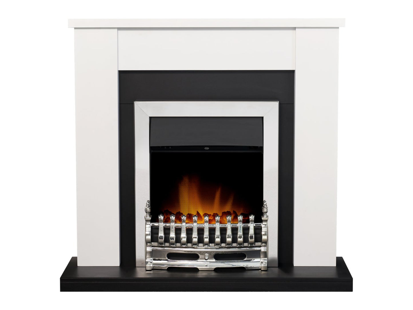 Adam Solus Fireplace Suite in Black and White with Blenheim Electric Fire in Chrome, 39 Inch