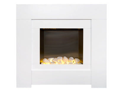 Adam Brooklyn Electric Fireplace Suite in Pure White, 30 Inch