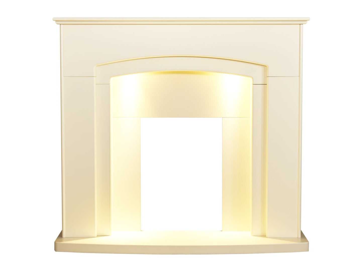 Adam Falmouth Fireplace in Cream with Downlights, 49 Inch