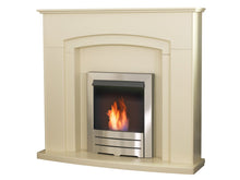 Load image into Gallery viewer, Adam Falmouth Fireplace Cream + Downlights &amp; Colorado Bio Ethanol Fire Brushed Steel, 49&quot;
