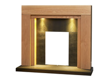 Load image into Gallery viewer, Adam Beaumont Oak &amp; Black Fireplace + Downlights, 48&quot;
