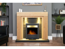 Load image into Gallery viewer, Adam Beaumont Oak &amp; Black Fireplace + Downlights &amp; Colorado Electric Fire Black, 48&quot;
