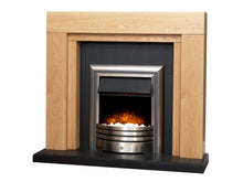 Load image into Gallery viewer, Adam Beaumont Oak &amp; Black Fireplace + Downlights &amp; Astralis 6-in-1 Electric Fire Chrome, 48&quot;
