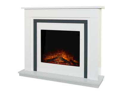 Adam Brentwood Electric Fireplace Suite in Pure White & Grey, 43 Inch