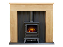 Load image into Gallery viewer, Adam Innsbruck Stove Fireplace in Oak with Hudson Electric Stove in Black, 48 Inch
