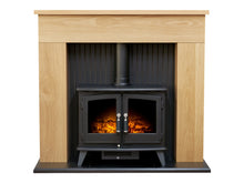 Load image into Gallery viewer, Adam Innsbruck Stove Fireplace in Oak with Woodhouse Electric Stove in Black, 48 Inch
