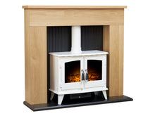 Load image into Gallery viewer, Adam Innsbruck Stove Fireplace Oak + Woodhouse Electric Stove White, 48&quot;
