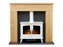 Load image into Gallery viewer, Adam Innsbruck Stove Fireplace in Oak with Woodhouse Electric Stove in White, 48 Inch
