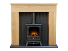 Load image into Gallery viewer, Adam Innsbruck Stove Fireplace in Oak with Aviemore Electric Stove in Black, 48 Inch
