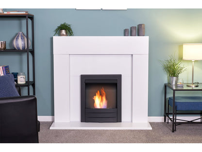 Adam Miami Fireplace Pure White + Colorado Bio Ethanol Fire Black, 48"