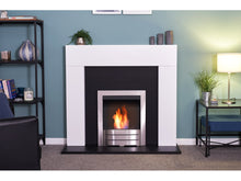 Load image into Gallery viewer, Adam Miami Fireplace Pure White &amp; Black + Colorado Bio Ethanol Fire Brushed Steel, 48&quot;
