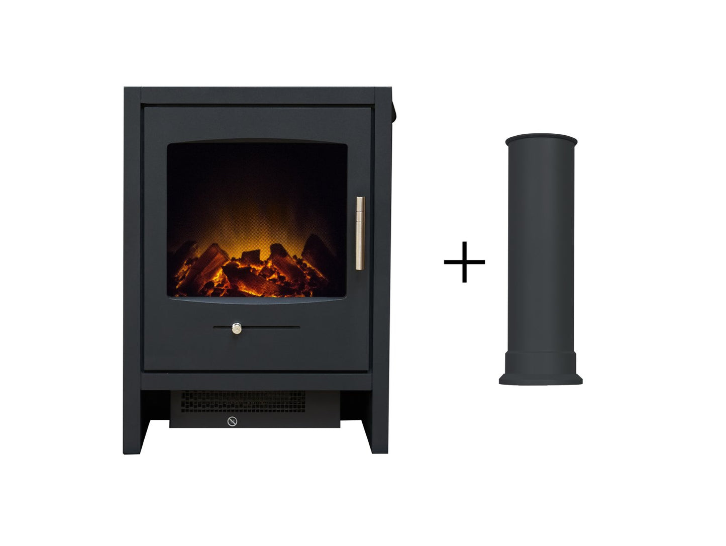 Adam Bergen Electric Stove in Charcoal Grey with Straight Stove Pipe