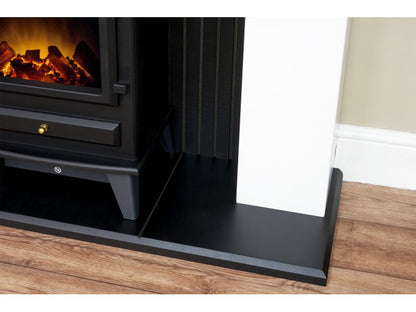 Adam Innsbruck Stove Fireplace in Pure White with Hudson Electric Stove in Black, 45 Inch