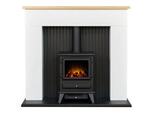 Load image into Gallery viewer, Adam Innsbruck Stove Fireplace in Pure White with Hudson Electric Stove in Black, 48 Inch
