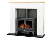Load image into Gallery viewer, Adam Innsbruck Stove Fireplace Pure White + Woodhouse Electric Stove Black, 48&quot;
