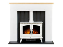 Load image into Gallery viewer, Adam Innsbruck Stove Fireplace in Pure White with Woodhouse Electric Stove in White, 48 Inch
