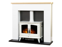 Load image into Gallery viewer, Adam Innsbruck Stove Fireplace Pure White + Woodhouse Electric Stove White, 48&quot;
