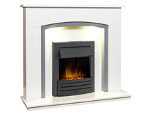 Load image into Gallery viewer, Adam Savanna Fireplace Pure White &amp; Grey + Eclipse Electric Fire Black, 48&quot;

