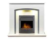 Load image into Gallery viewer, Adam Tuscany Fireplace in Pure White &amp; Grey with Eclipse Electric Fire in Black, 48 Inch
