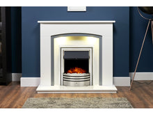Load image into Gallery viewer, Adam Savanna Fireplace Pure White &amp; Grey + Astralis 6-in-1 Electric Fire Chrome, 48&quot;

