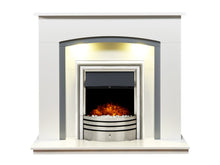 Load image into Gallery viewer, Adam Tuscany Fireplace in Pure White &amp; Grey with Astralis 6-in-1 Electric Fire in Chrome, 48 Inch
