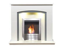 Load image into Gallery viewer, Adam Tuscany Fireplace in Pure White &amp; Grey with Colorado Bio Ethanol Fire in Brushed Steel, 48 Inch
