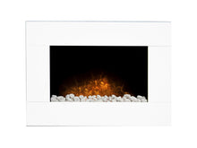 Load image into Gallery viewer, Adam Carina Electric Wall Mounted Fire with Pebbles &amp; Remote Control in Pure White, 32 Inch
