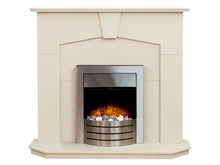 Load image into Gallery viewer, Adam Abbey Fireplace in Stone Effect with Comet Electric Fire in Brushed Steel, 48 Inch
