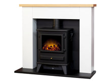 Load image into Gallery viewer, Adam Chester Fireplace Pure White + Hudson Electric Stove Black, 39&quot;
