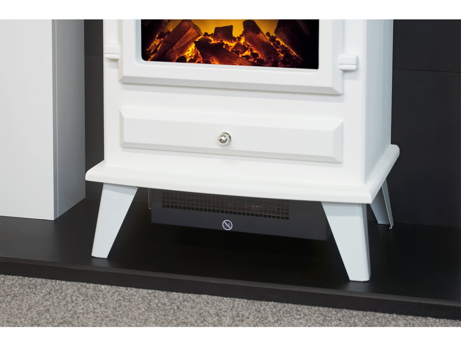 Adam Chester Fireplace Pure White + Hudson Electric Stove White, 39"
