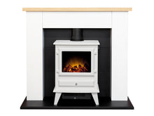 Load image into Gallery viewer, Adam Chester Fireplace in Pure White with Hudson Electric Stove in White, 39 Inch
