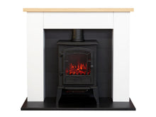 Load image into Gallery viewer, Adam Chester Fireplace in Pure White with Ripon Electric Stove in Black, 39 Inch
