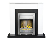 Load image into Gallery viewer, Adam Solus Fireplace Suite in Black and White with Helios Electric Fire in Brushed Steel, 39 Inch
