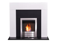 Load image into Gallery viewer, Adam Miami Fireplace in Pure White &amp; Black with Colorado Bio Ethanol Fire in Brushed Steel, 48 Inch
