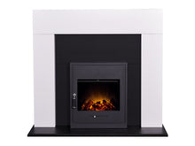 Load image into Gallery viewer, Adam Miami Fireplace in Pure White &amp; Black with Oslo Electric Inset Stove in Black, 48 Inch
