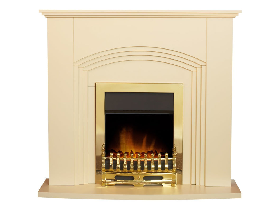 Adam Kirkdale Fireplace in Cream with Blenheim Electric Fire in Brass, 45 Inch