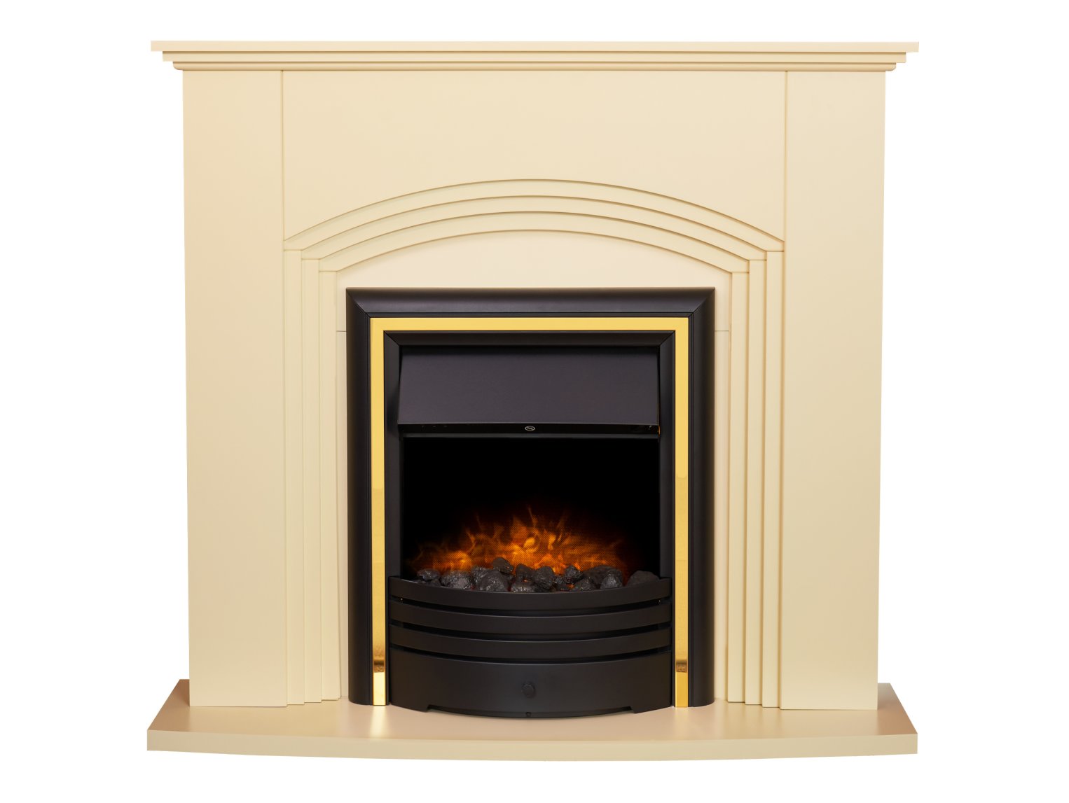 Adam Kirkdale Fireplace in Cream with Cambridge 6-in-1 Electric Fire in Black, 45 Inch