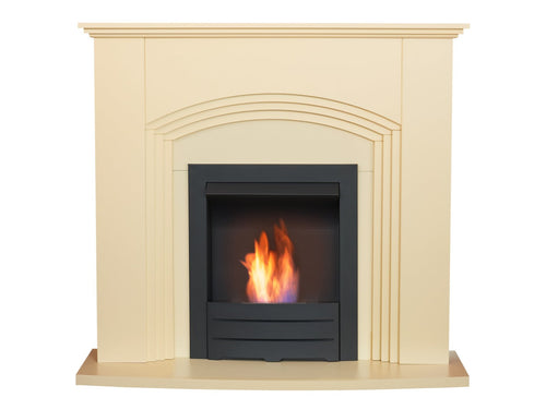 Adam Kirkdale Fireplace in Cream with Colordo Bio Ethanol Fire in Black, 45 Inch