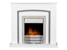 Load image into Gallery viewer, Adam Chilton Fireplace in Pure White &amp; Grey with Colorado Electric Fire in Brushed Steel, 39 Inch
