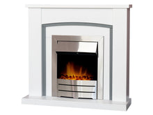 Load image into Gallery viewer, Adam Chilton Fireplace Pure White &amp; Grey + Colorado Electric Fire Brushed Steel, 39&quot;
