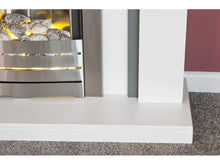 Load image into Gallery viewer, Adam Chilton Fireplace Pure White &amp; Grey + Helios Electric Fire Brushed Steel, 39&quot;
