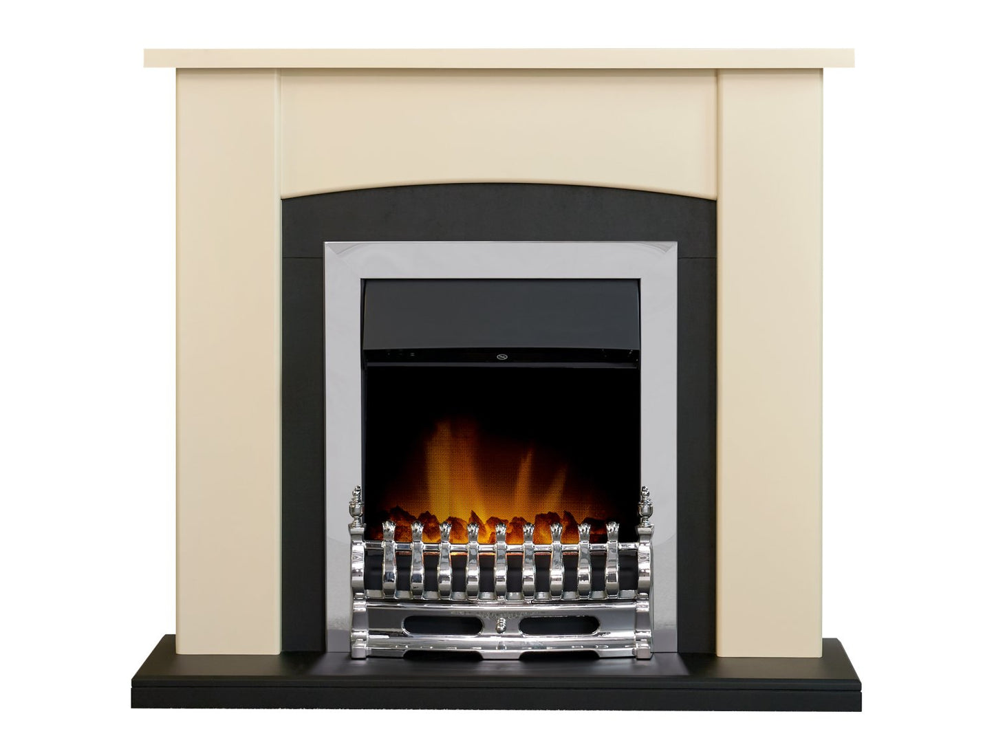 Adam Holden Fireplace in Cream & Black with Blenheim Electric Fire in Chrome, 39 Inch