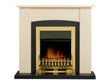 Load image into Gallery viewer, Adam Holden Fireplace in Cream &amp; Black with Blenheim Electric Fire in Brass, 39 Inch
