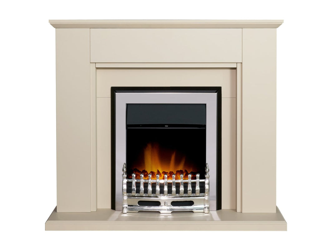 Adam Greenwich Fireplace in Stone Effect with Blenheim Electric Fire in Chrome, 45 Inch