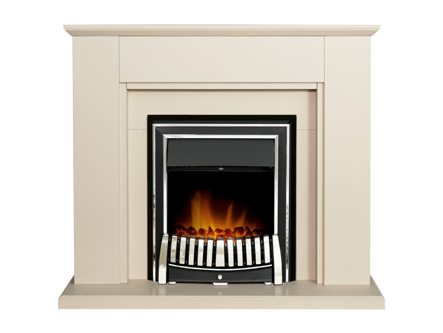Adam Greenwich Fireplace in Stone Effect with Elan Electric Fire in Chrome, 45 Inch