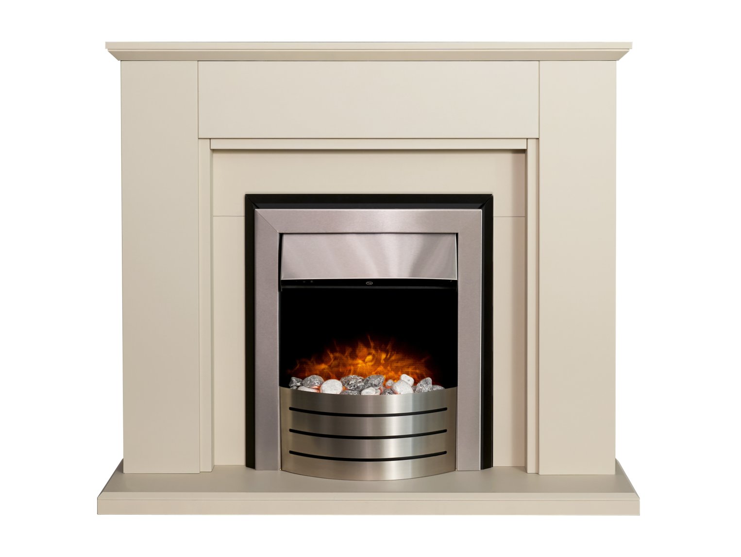 Adam Greenwich Fireplace in Stone Effect with Comet Electric Fire in Brushed Steel, 45 Inch
