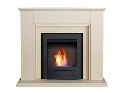 Adam Greenwich Fireplace Suite in Stone Effect with Colorado Bio Ethanol Fire in Black, 45 Inch